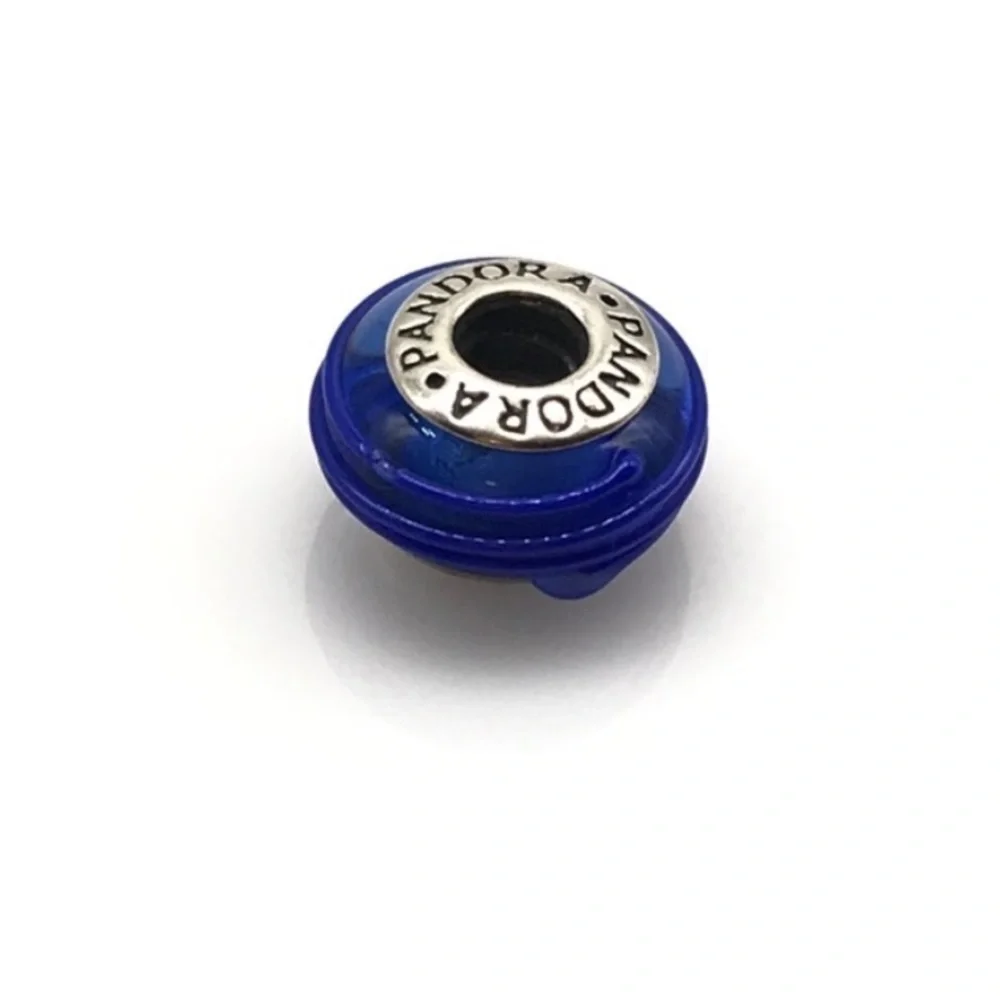 Pandora Blue Ribbon Murano Glass Rare Retired Bead Charm